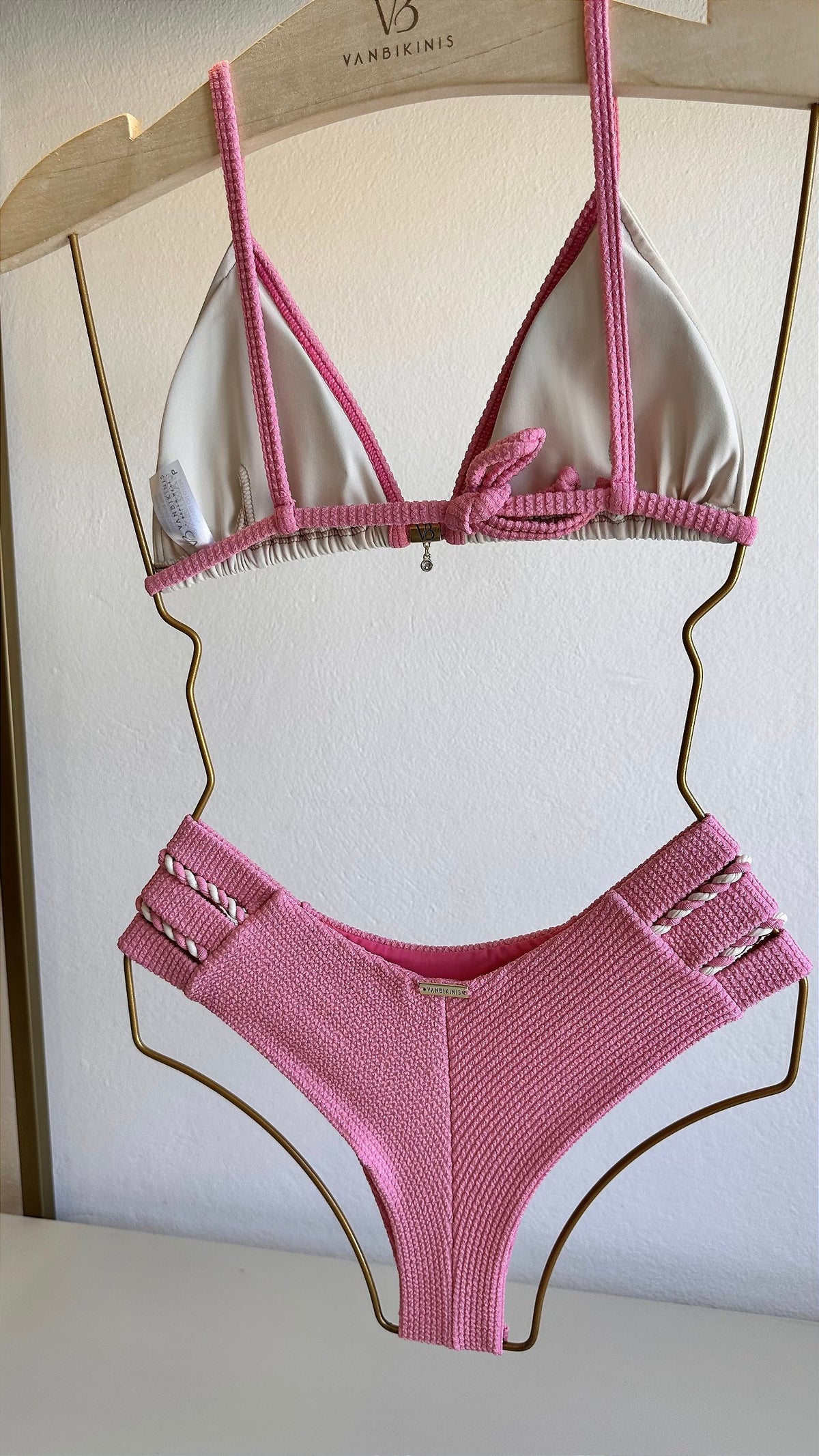 Cortininha Ilhabela Rosa e Off White (CALCINHA NÃO INCLUSO)
