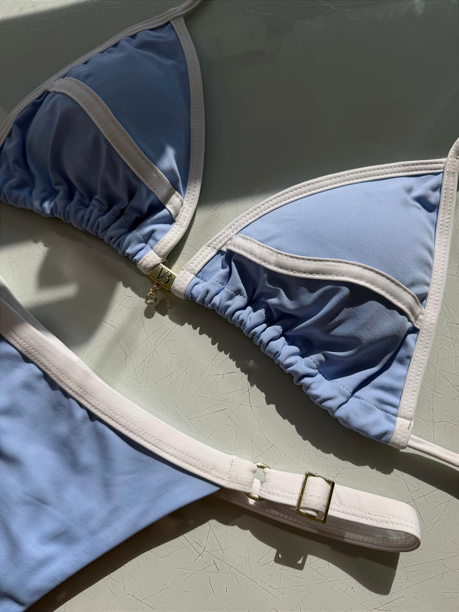 Cortininha Ipanema Azul e branco (calcinha não inclusa)