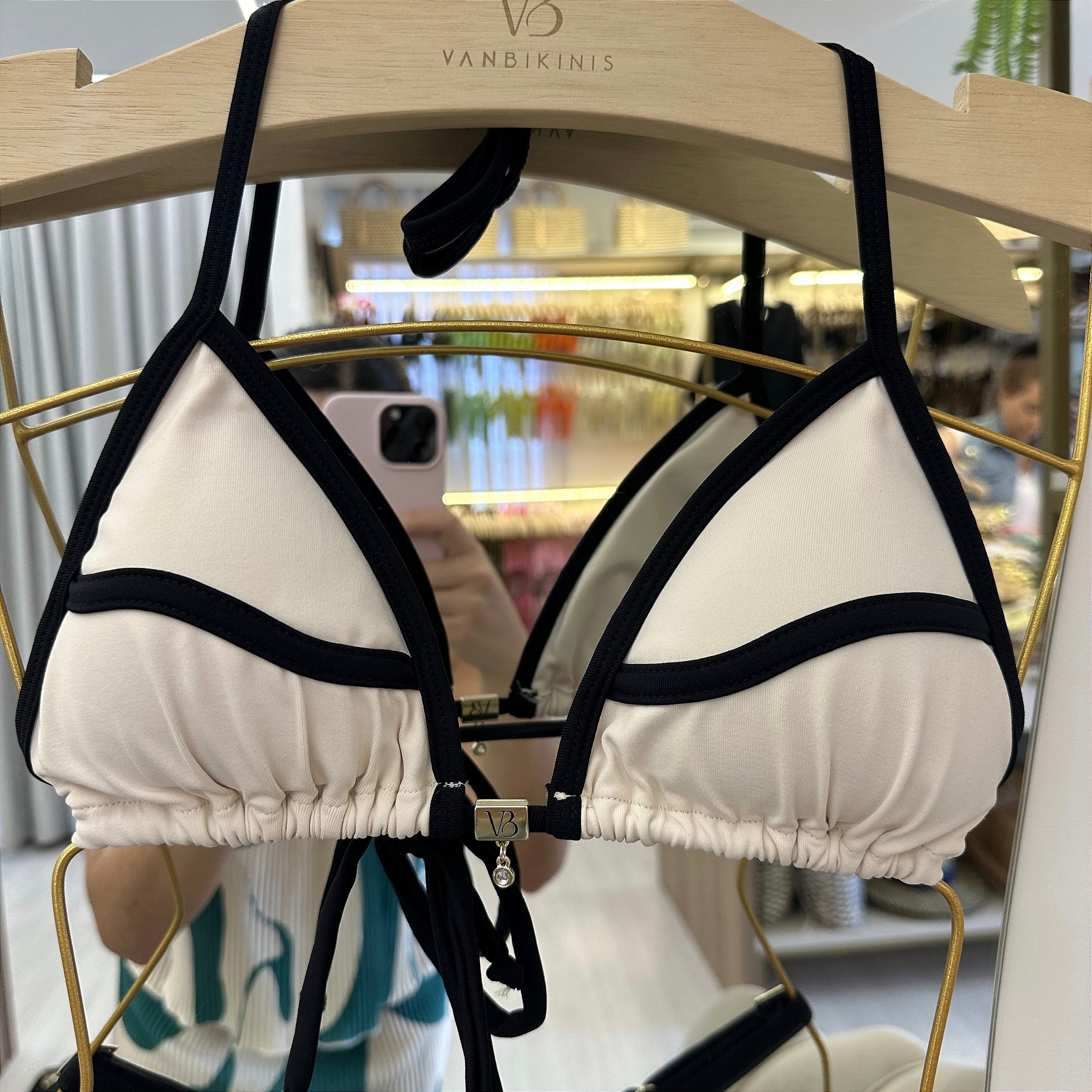 Cortininha Ipanema Off White e Preto (calcinha não inclusa)
