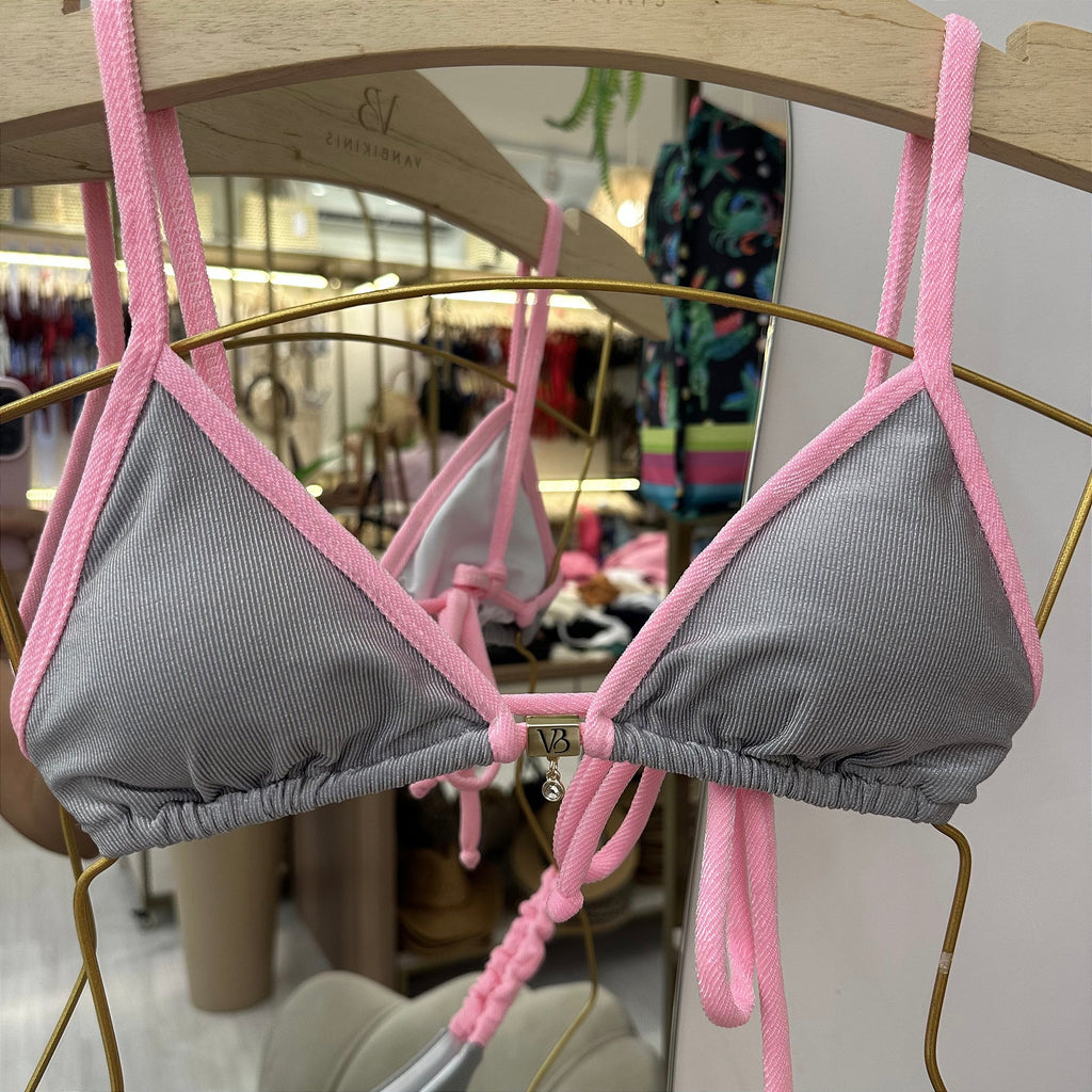 Cortininha Capri prata e rosa( CALCINHA NÃO INCLUSO)