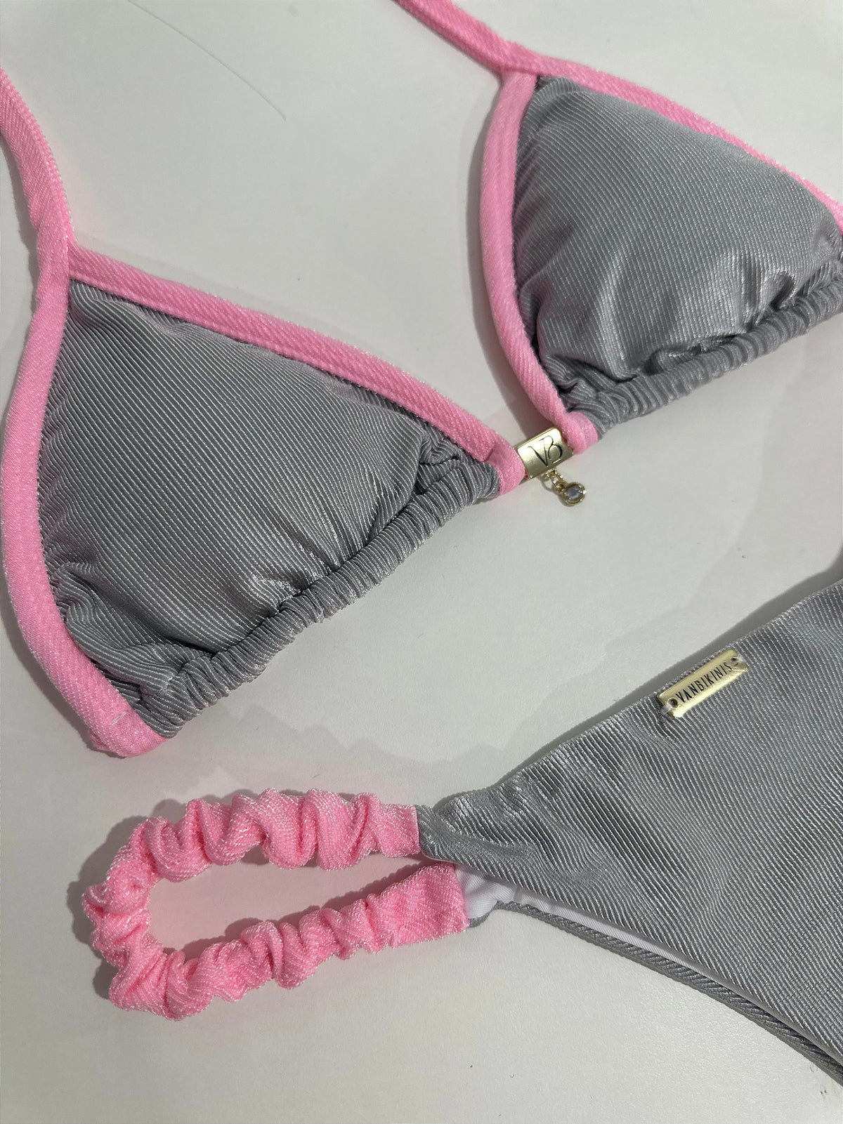 Cortininha Capri prata e rosa( CALCINHA NÃO INCLUSO)