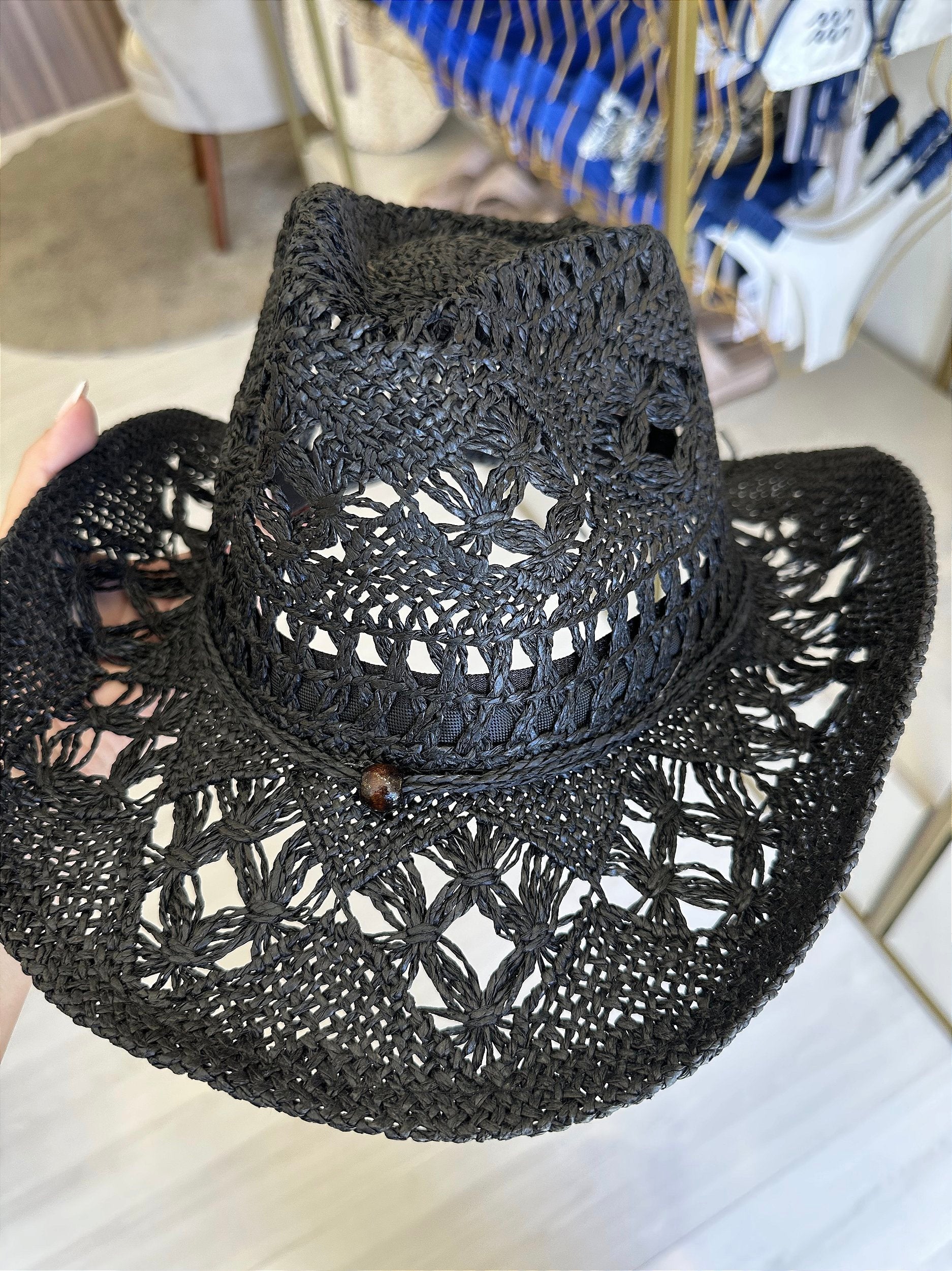 Chapéu comboy palha Preto