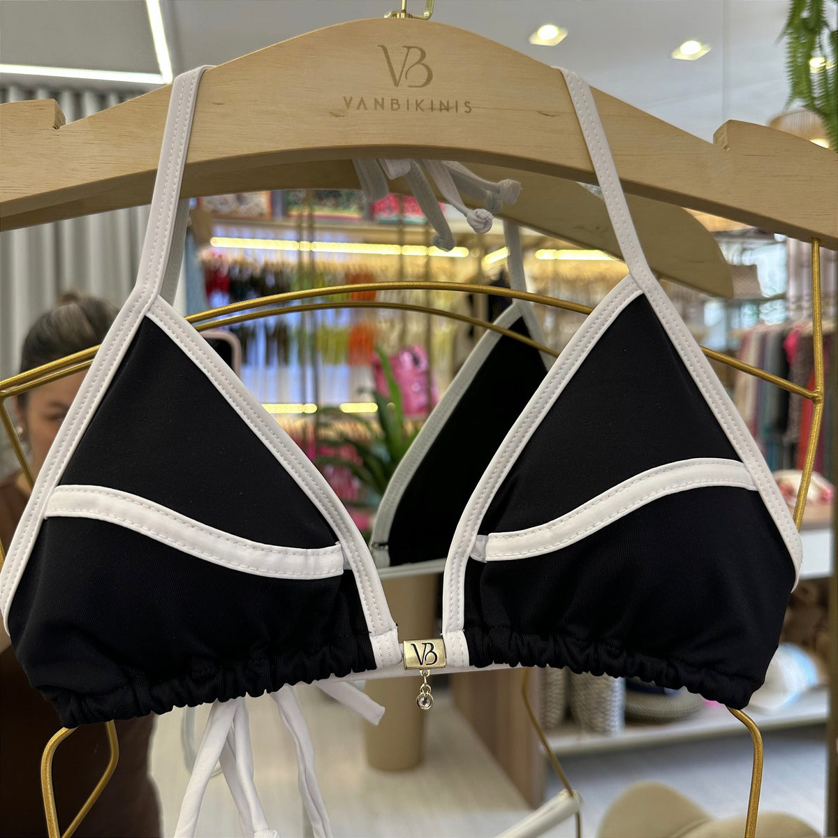 Cortininha Ipanema Preto com branco (calcinha não inclusa)