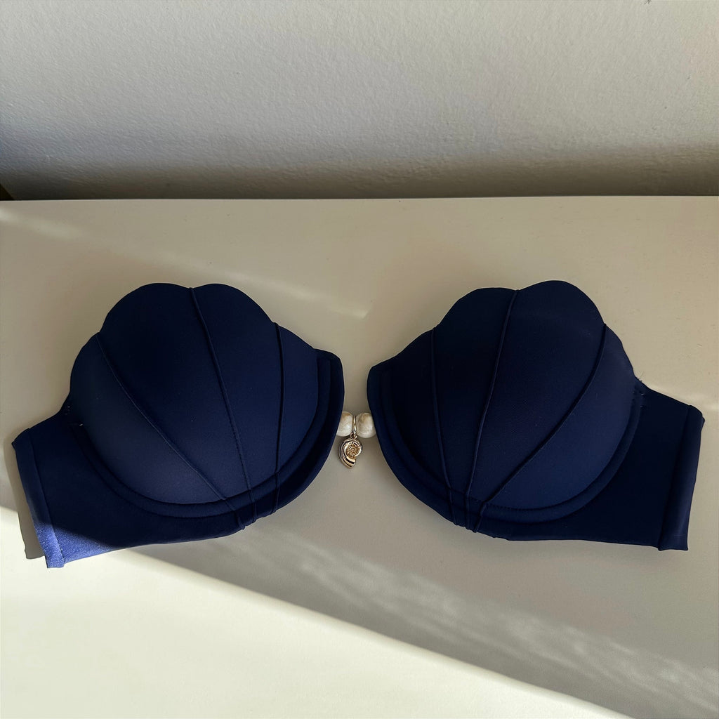 Top sereia azul marinho com acessórios alças removíveis