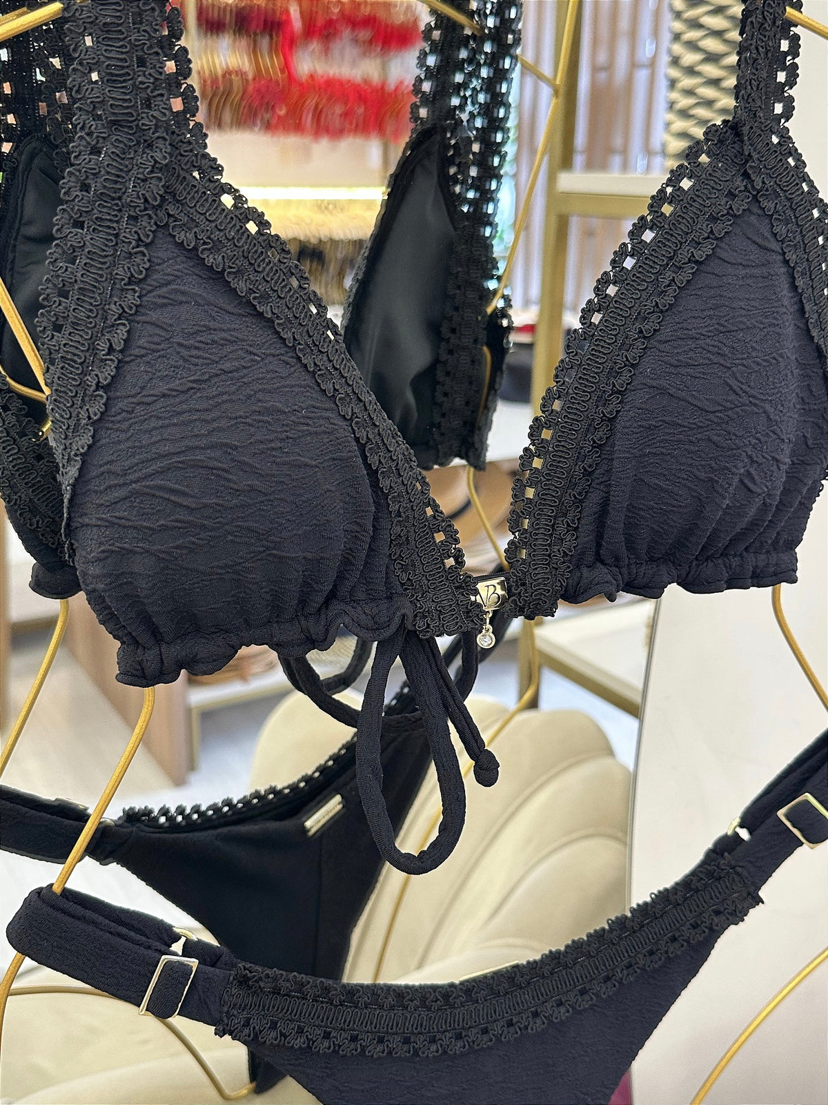 Cortininha Carmel Preto Renda-se (CALCINHA NÃO INCLUSO)