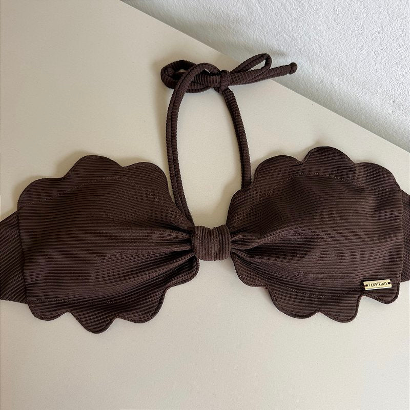 Top Nuvem Celinne Marrom e Off white (calcinha não inclusa) um