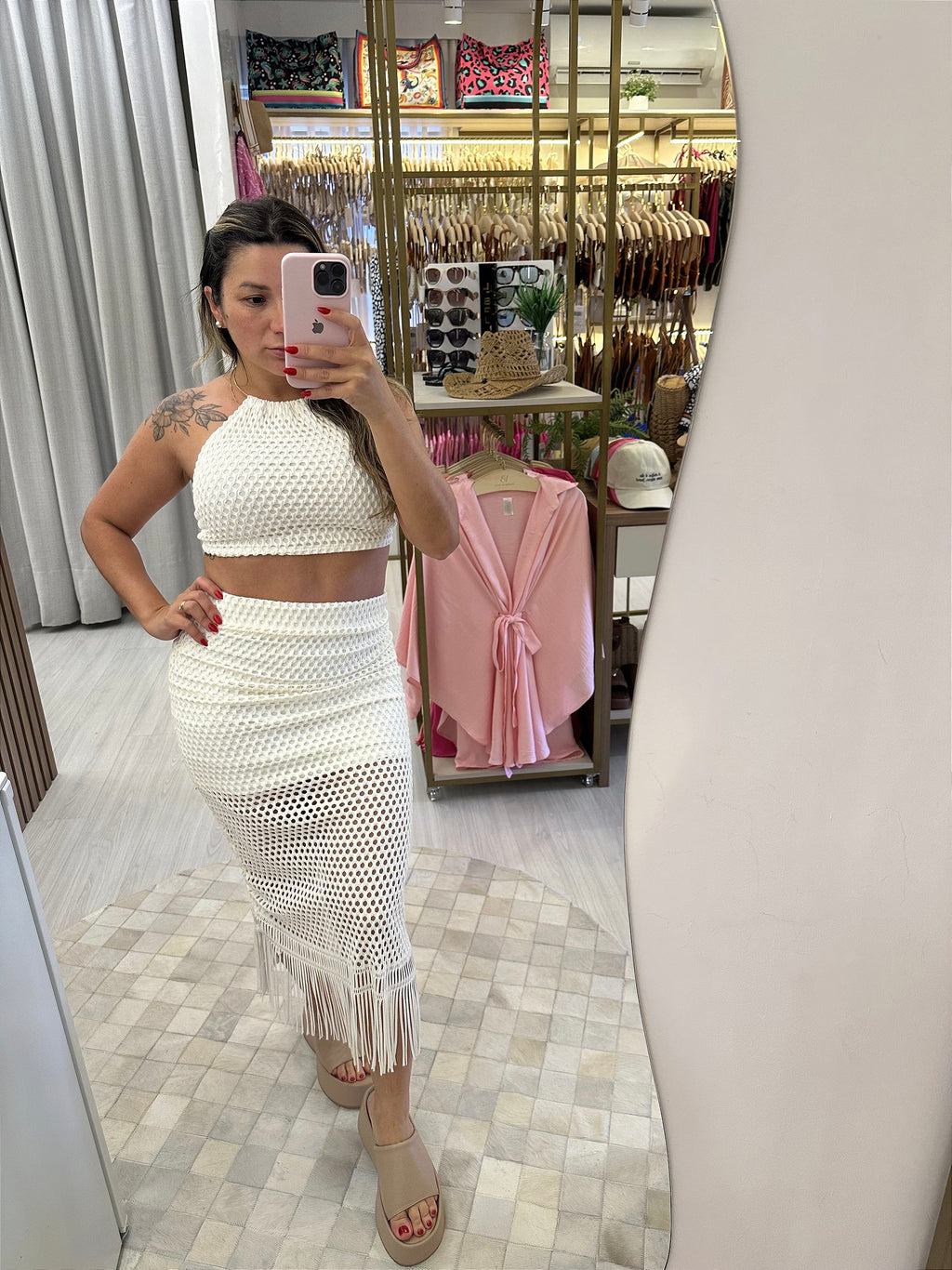 Conjunto Milão Off saia e croped ( tamanho único)