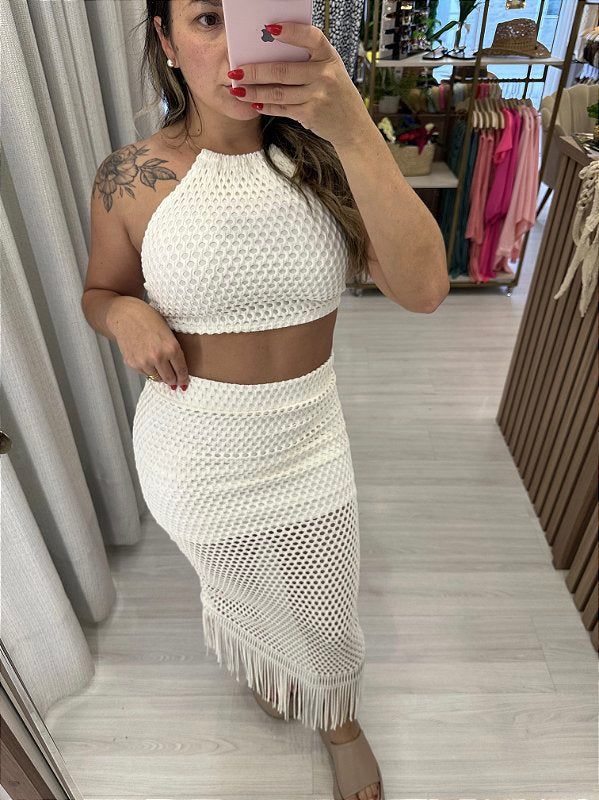 Conjunto Milão Off saia e croped ( tamanho único)