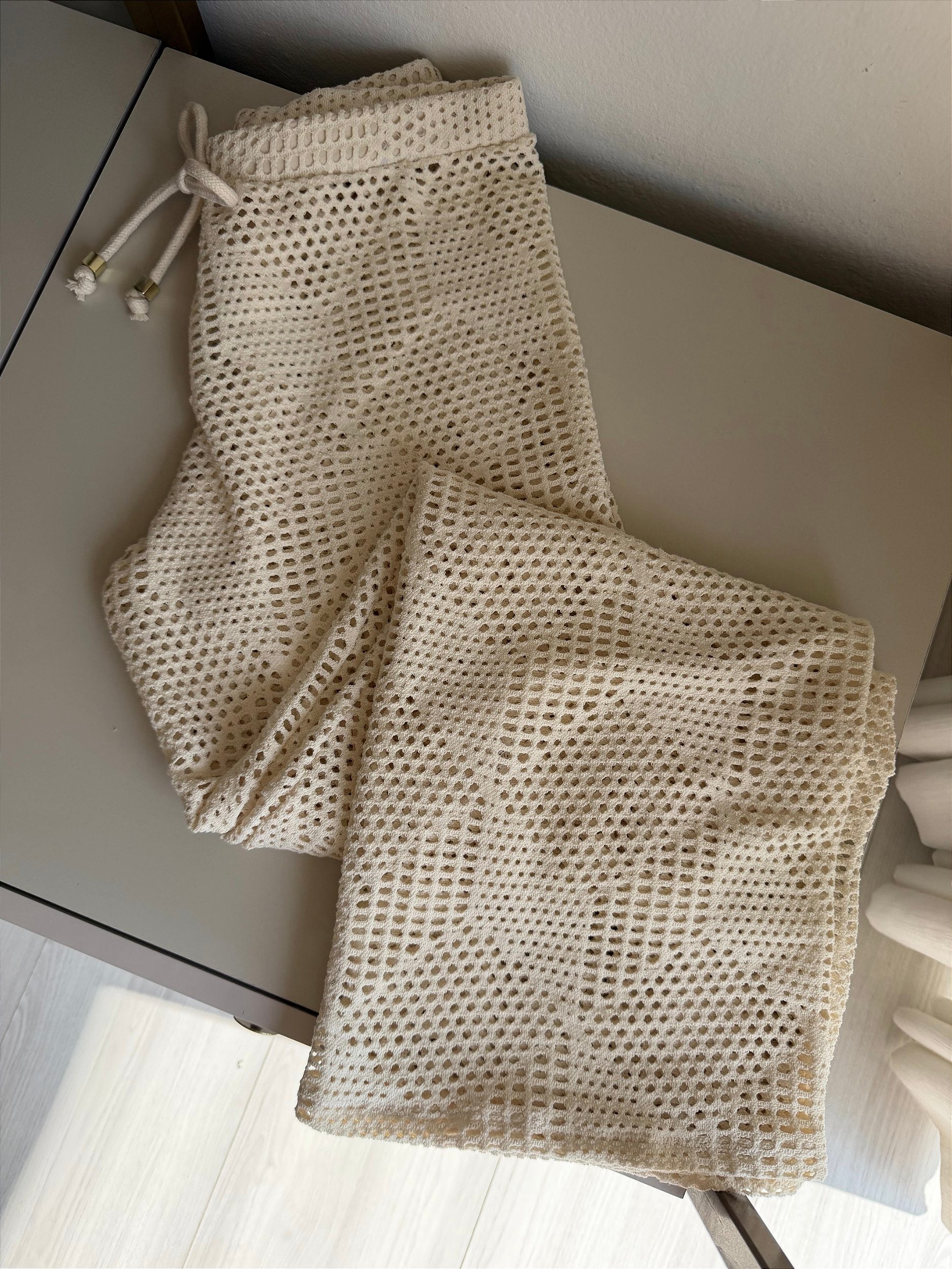 Calça cós tecido Marrocos off white