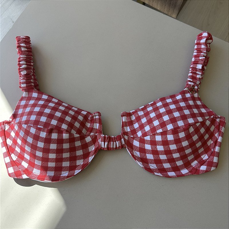 Meia taça Xadrez vermelho (CALCINHA NÃO INCLUSO)