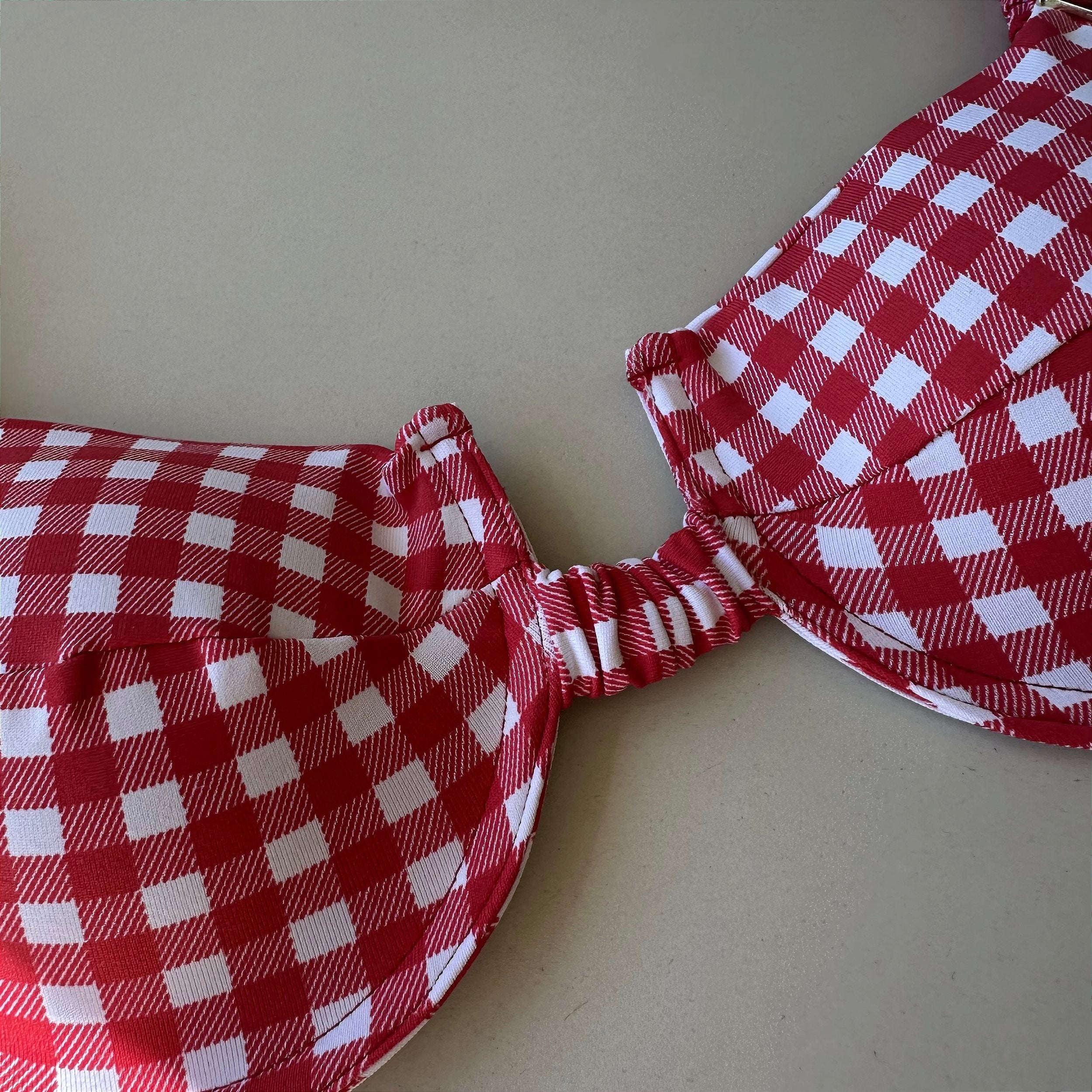 Meia taça Xadrez vermelho (CALCINHA NÃO INCLUSO)