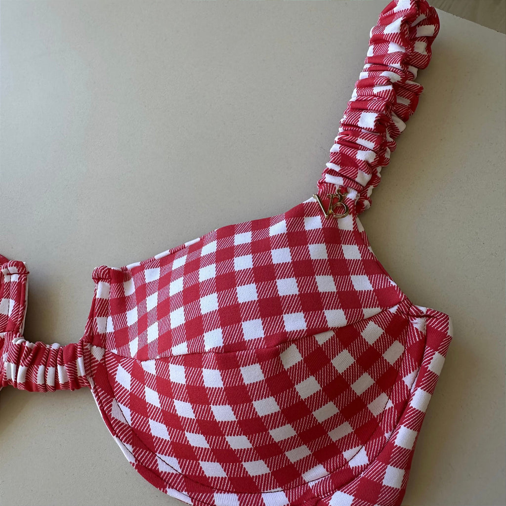 Meia taça Xadrez vermelho (CALCINHA NÃO INCLUSO)