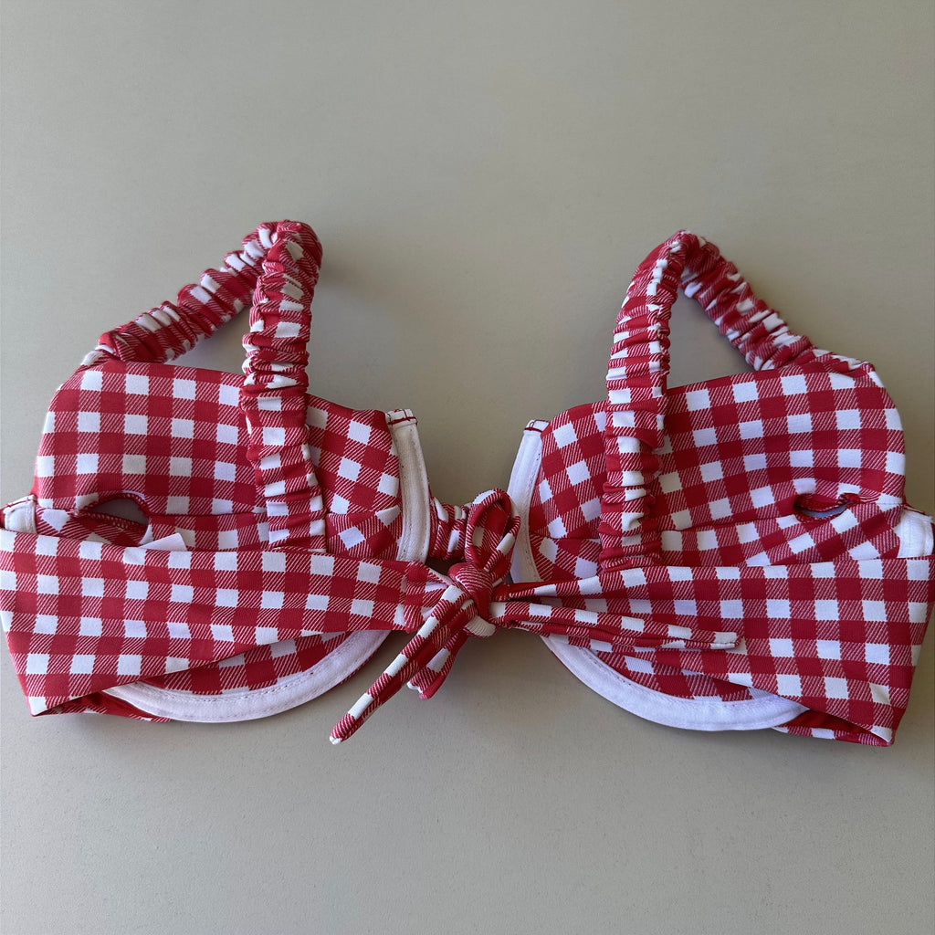 Meia taça Xadrez vermelho (CALCINHA NÃO INCLUSO)