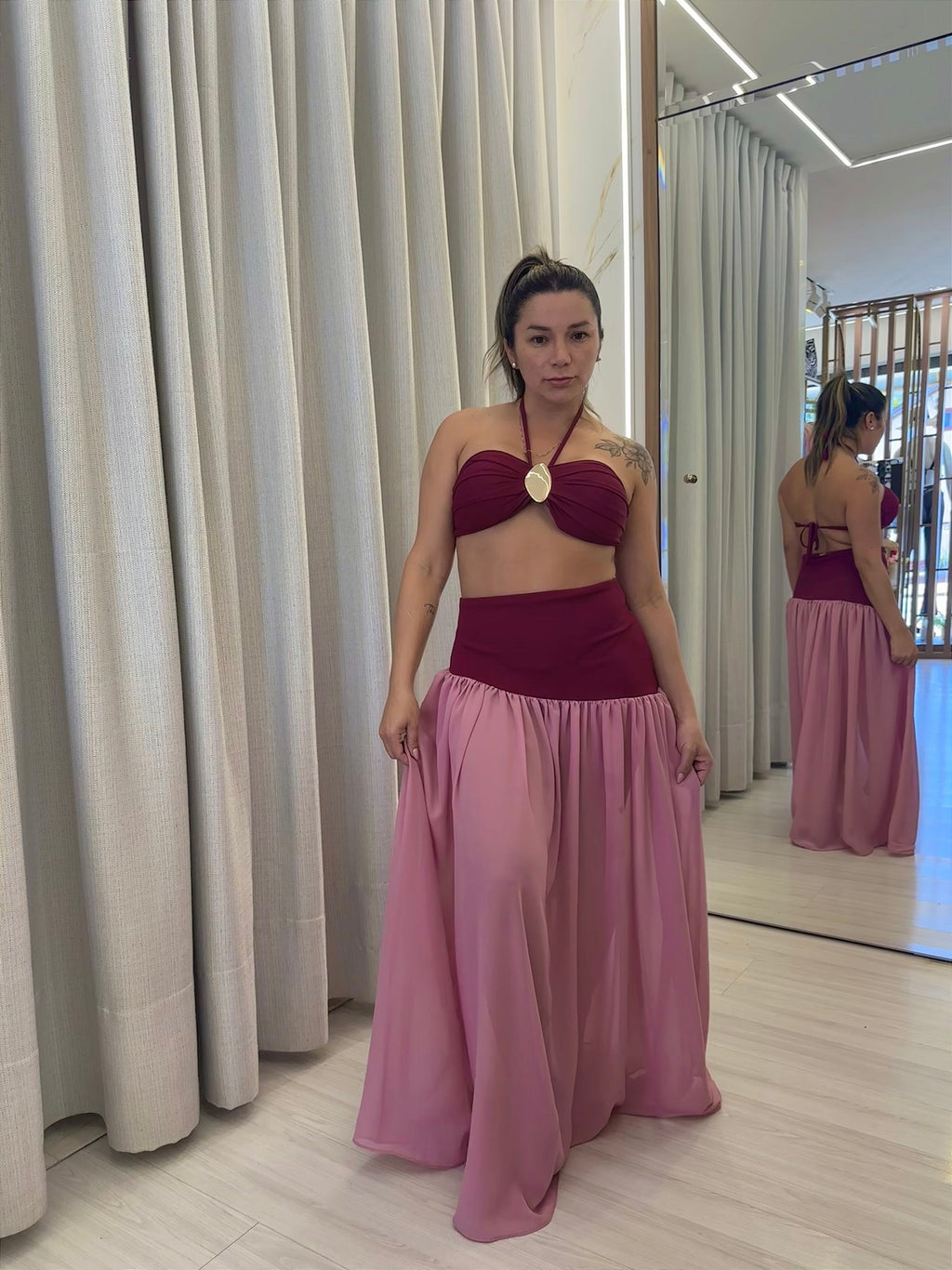 Saia Capadócia Bordo com rosa