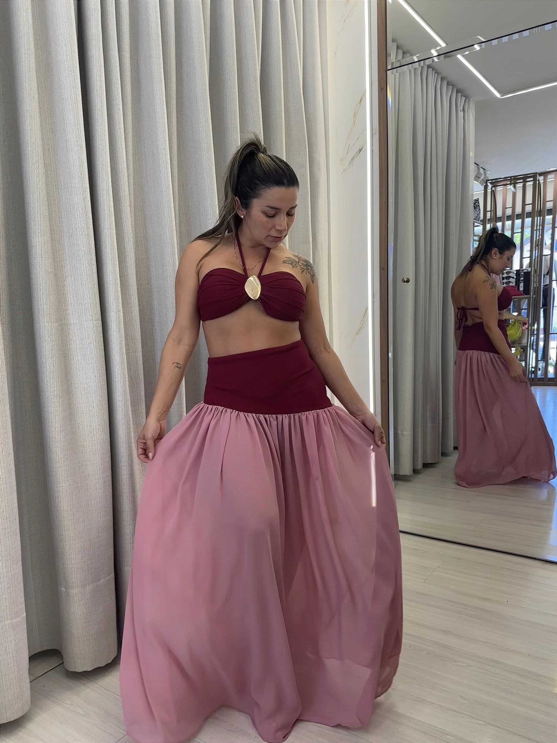 Saia Capadócia Bordo com rosa