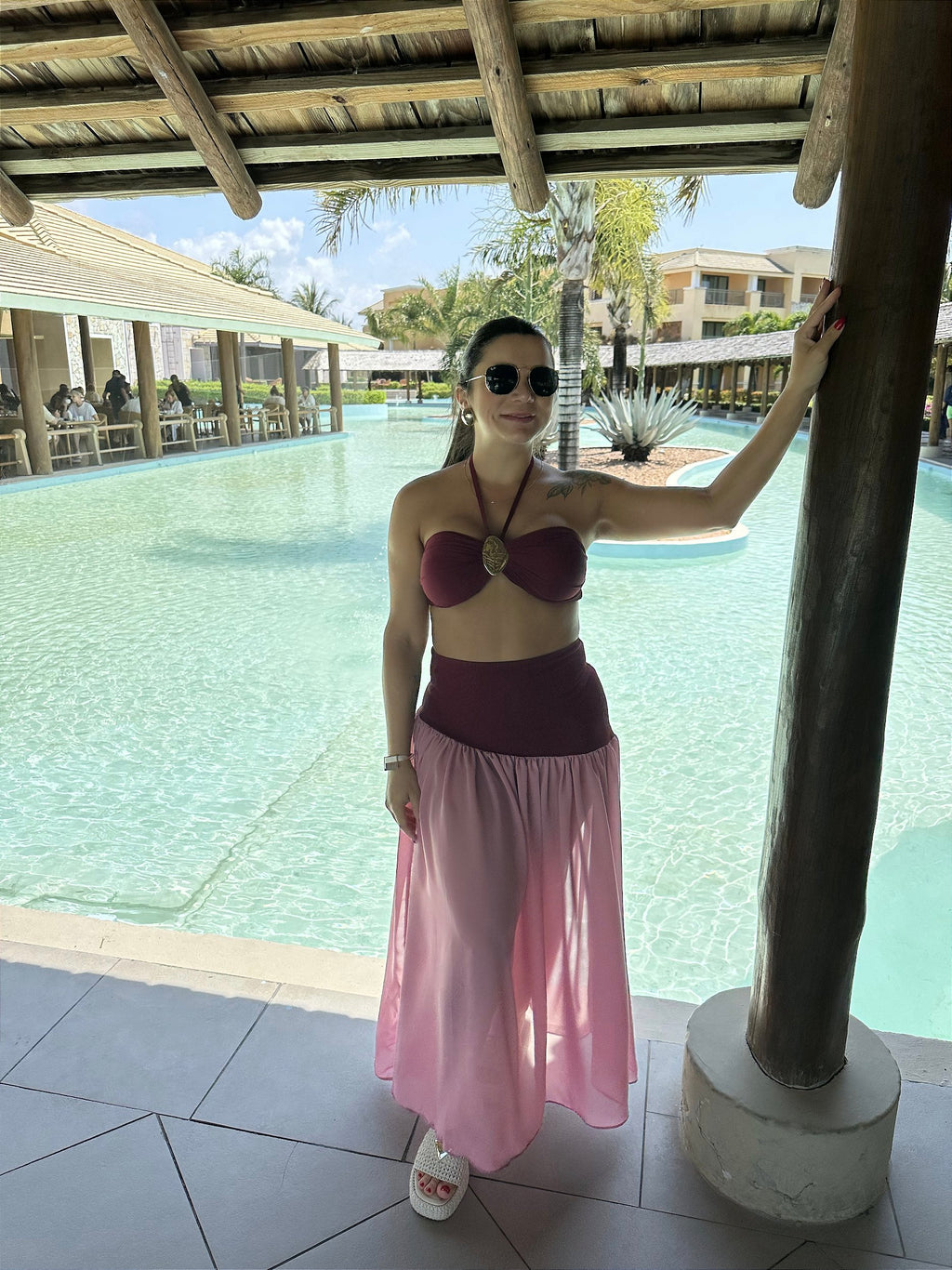Saia Capadócia Bordo com rosa