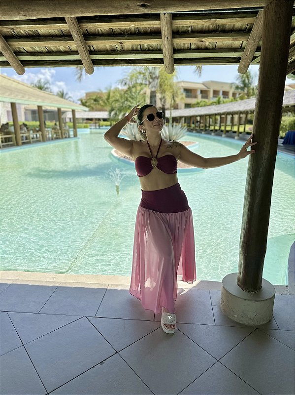 Saia Capadócia Bordo com rosa