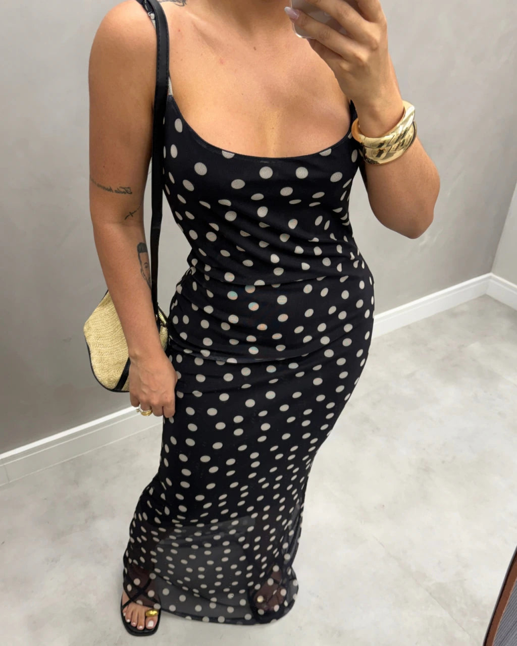 Vestido alça tule Mid alongado